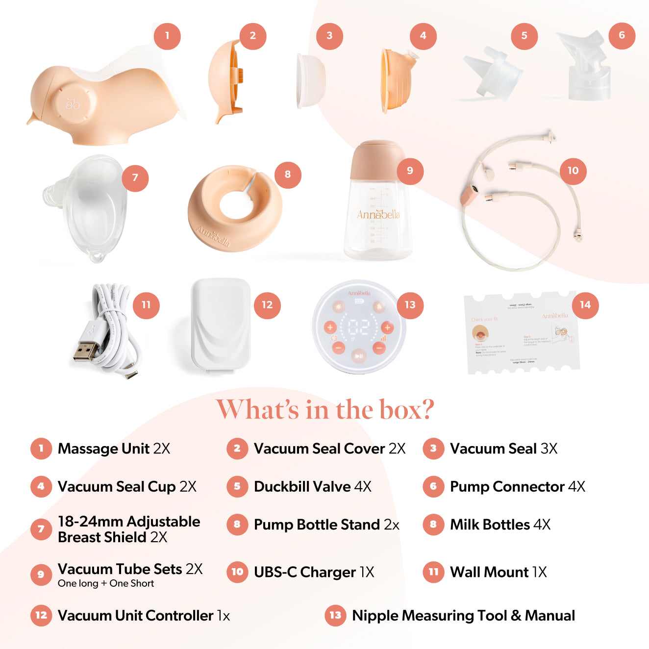 Annabella Double Breast Pump - 18-24mm fit + Free Bra